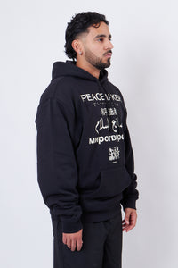 Loose Fit Hoodie Languages Print Black