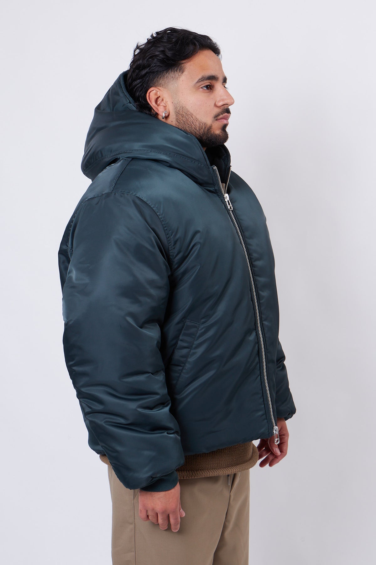 Cropped Hood Bomber Dark Green