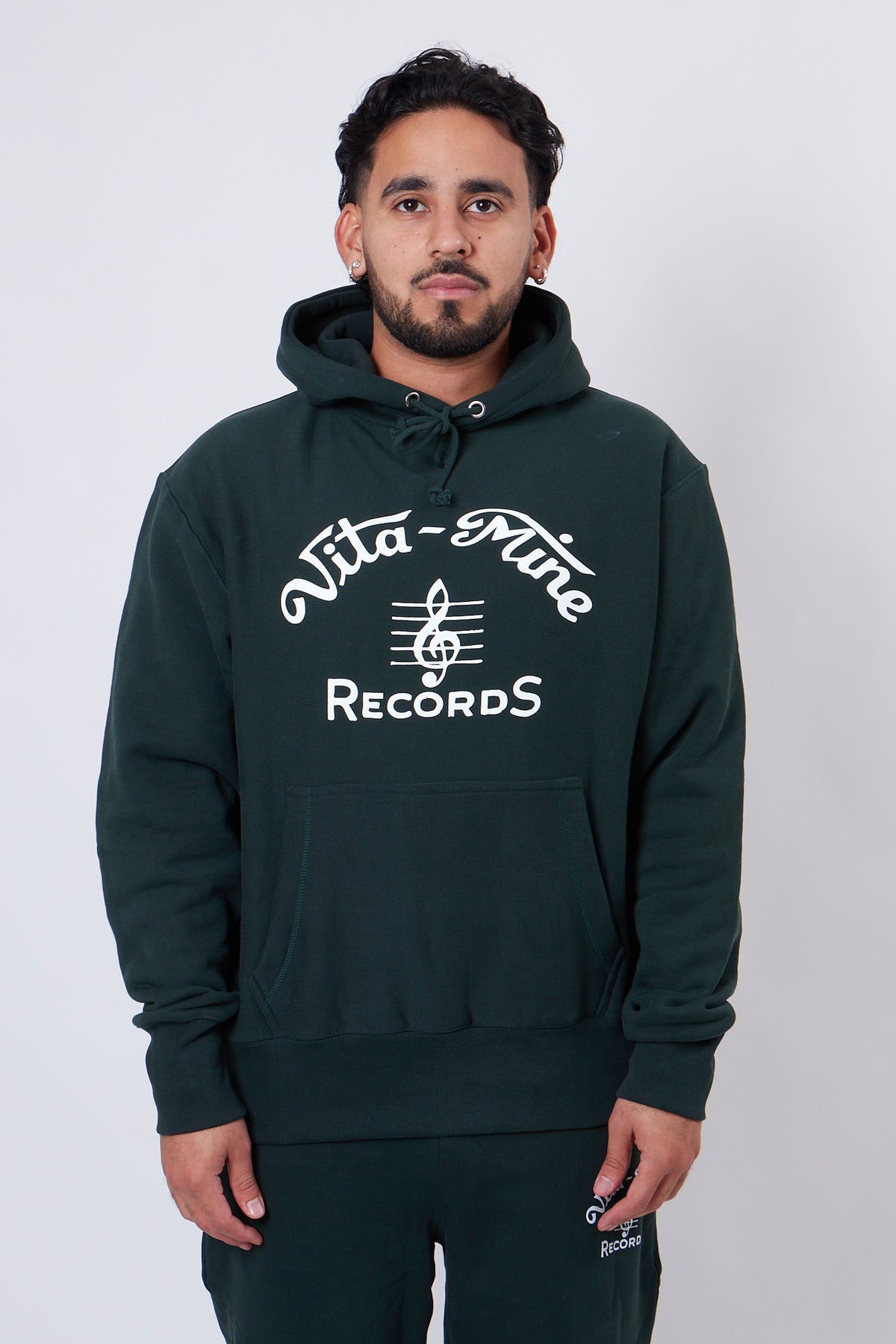 Hoodie Vitamine Records Forest Green