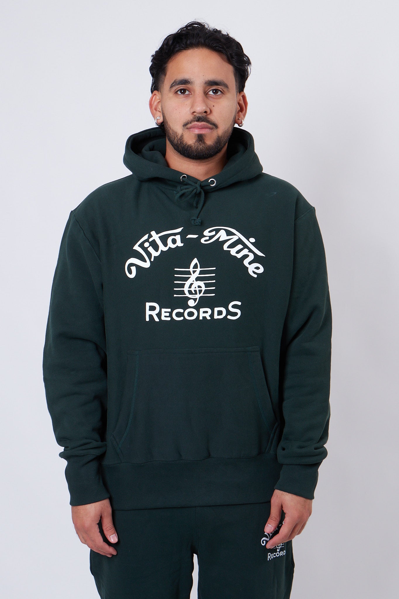 Hoodie Vitamine Records Forest Green