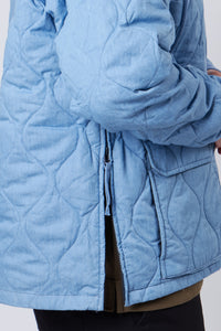 Military W-Zip Down Hoodie Blue Denim