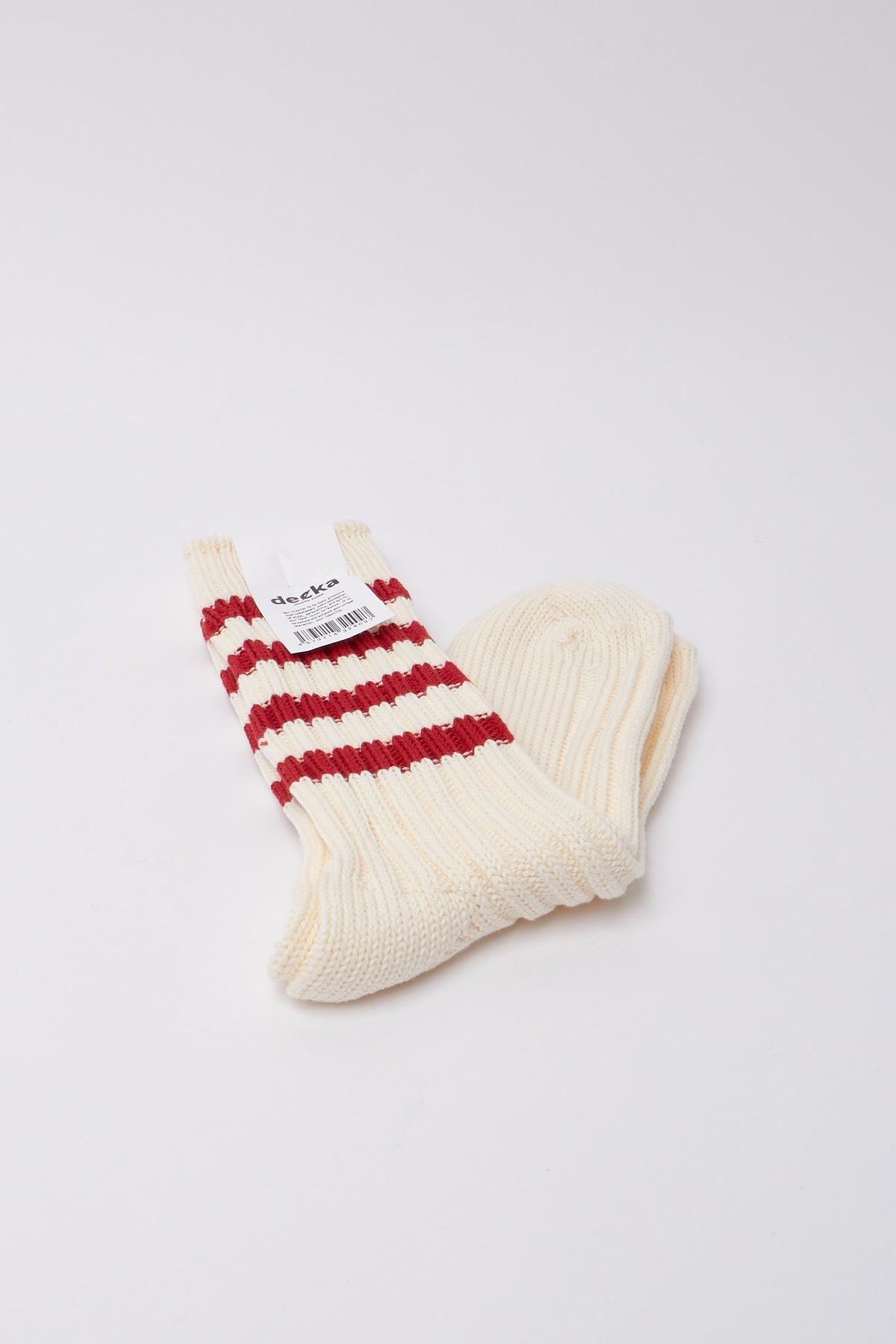 Heavyweight Socks Stripes Ivory Red