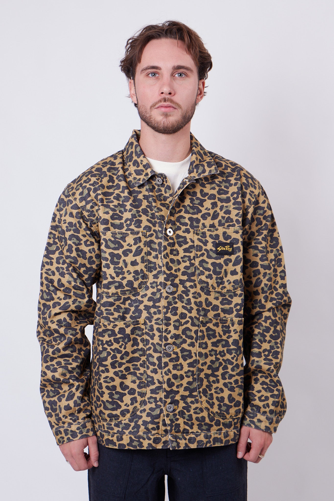 Coverall Jacket Washed Leopard