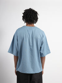Non Down Military Half-Sleeve Cut-Sew Blue Denim