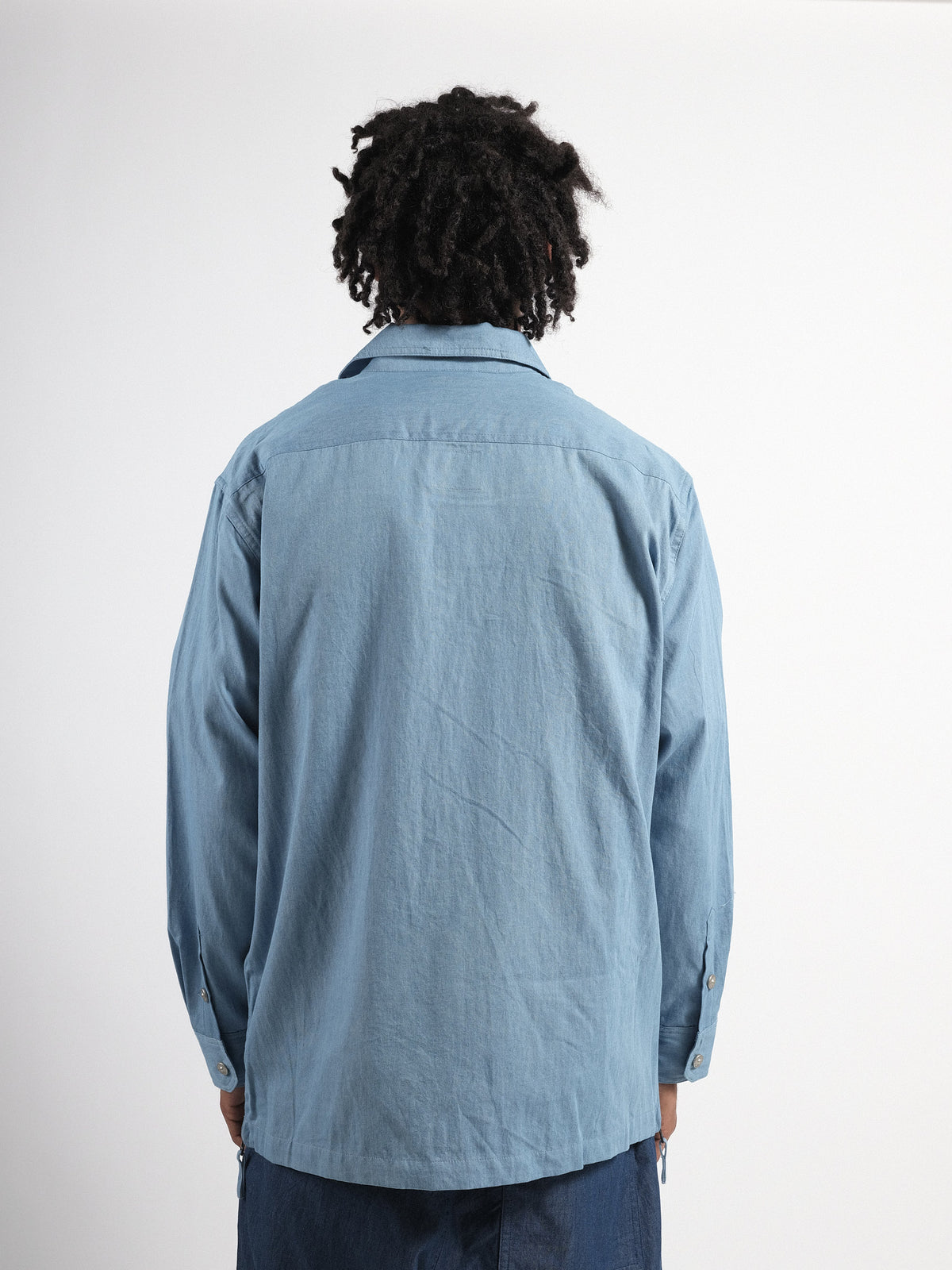 Non Down Military W-Zip Shirt Long Sleeve Blue Denim