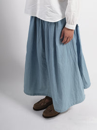 Non Down Military Gather Skirt Blue Denim