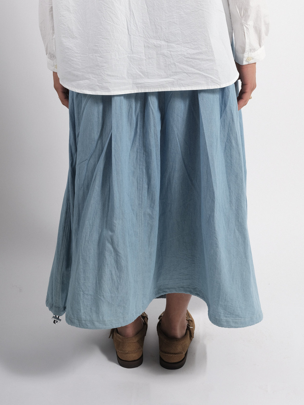Non Down Military Gather Skirt Blue Denim