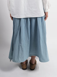 Non Down Military Gather Skirt Blue Denim