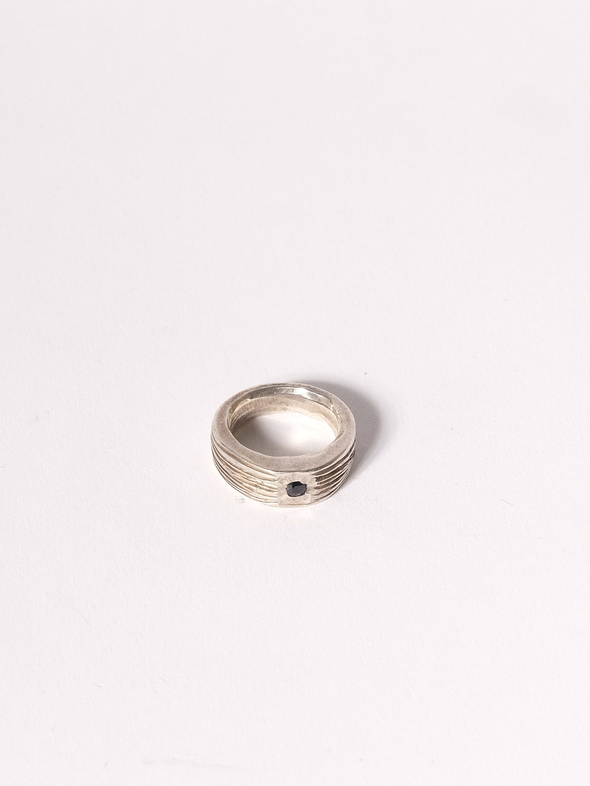 Bague Argent Diamant Noir