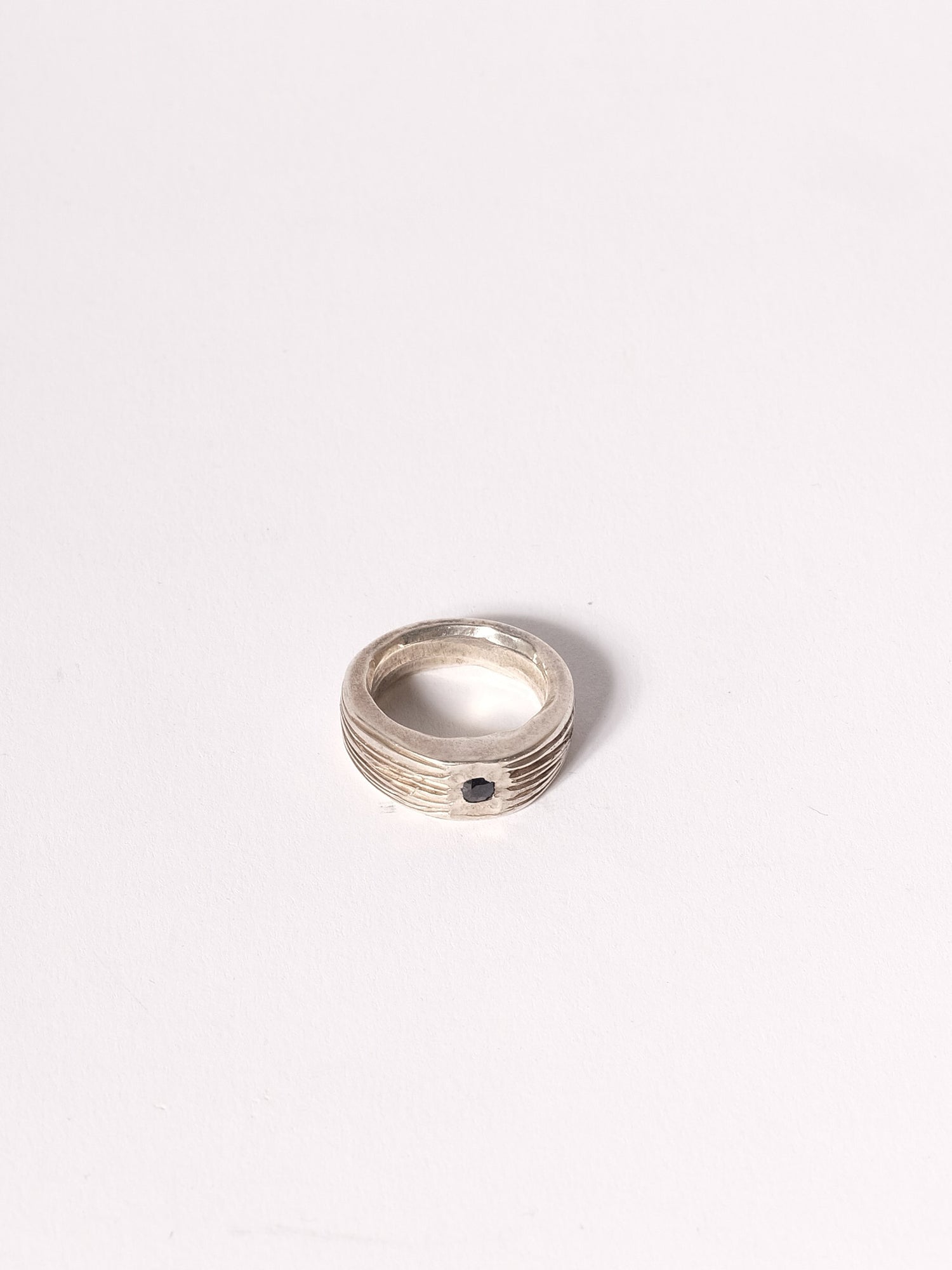 Bague Argent Diamant Noir