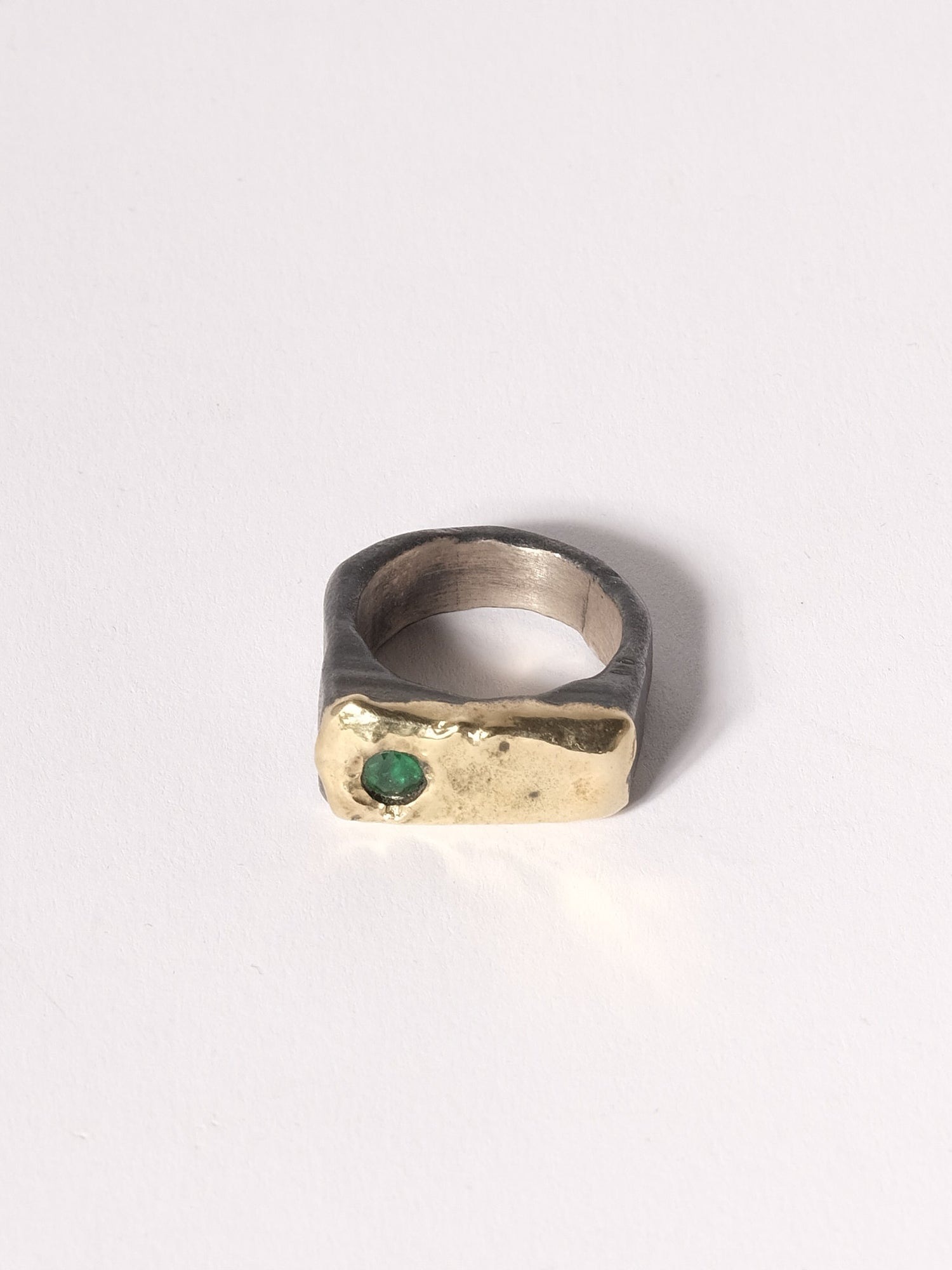 Bague Argent Or Emeraude