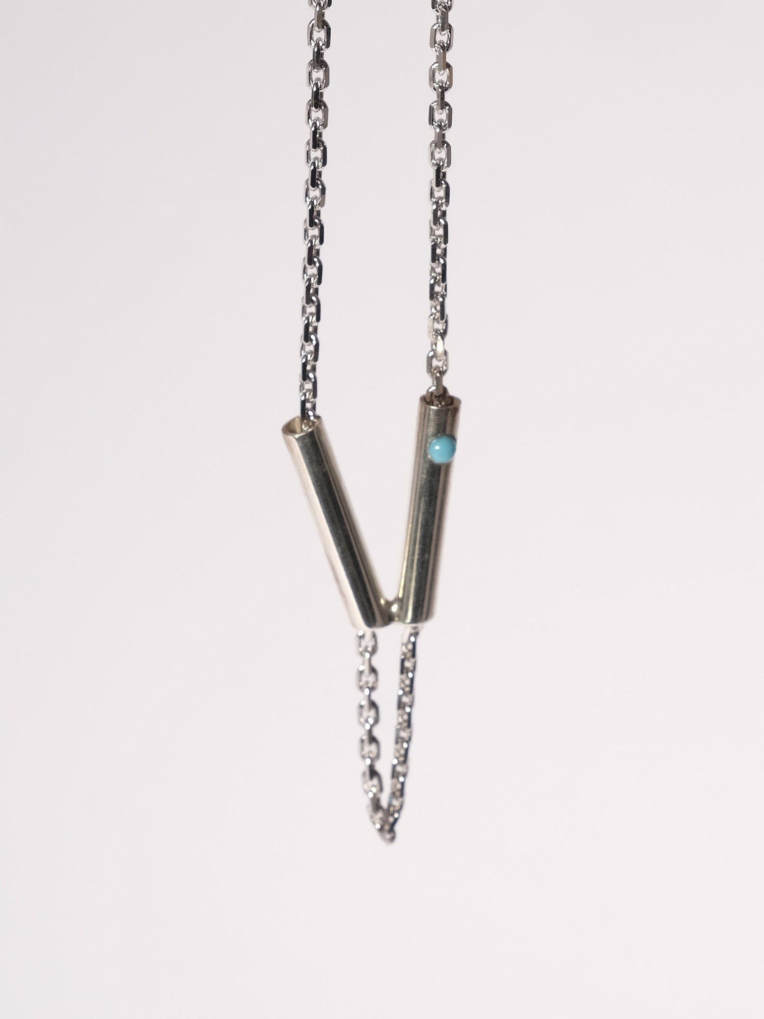 Sterling Silver Turquoise Tube Necklace