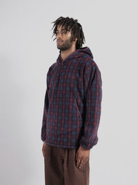 Fleece Check Button Hoodie