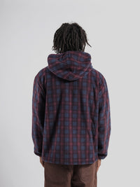 Fleece Check Button Hoodie