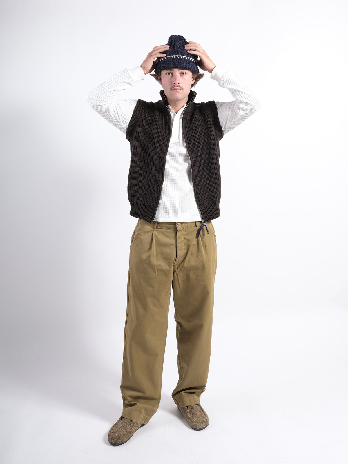 Heavy rib zip Vest P'S Merino wool