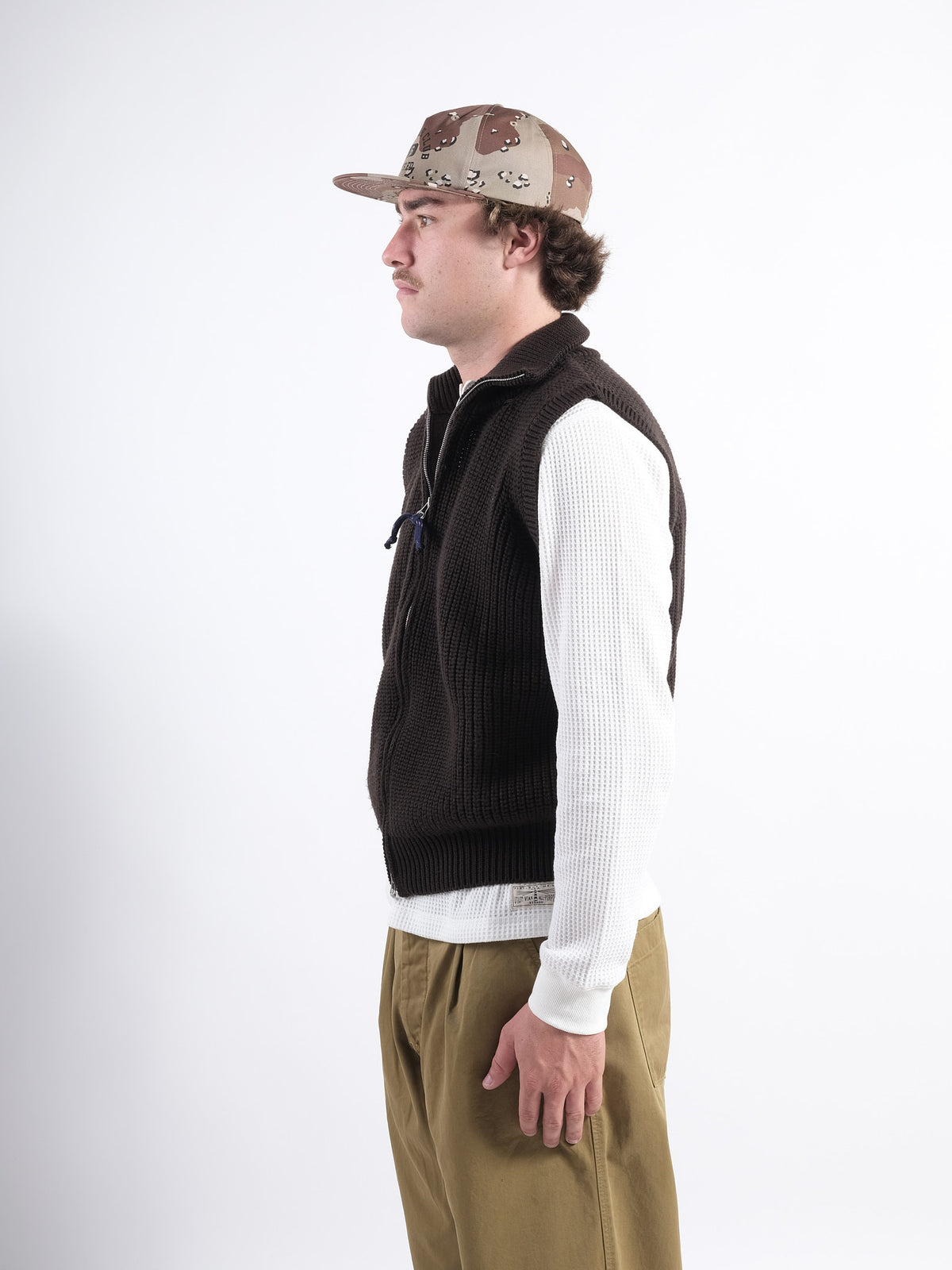 Heavy rib zip Vest P'S Merino wool