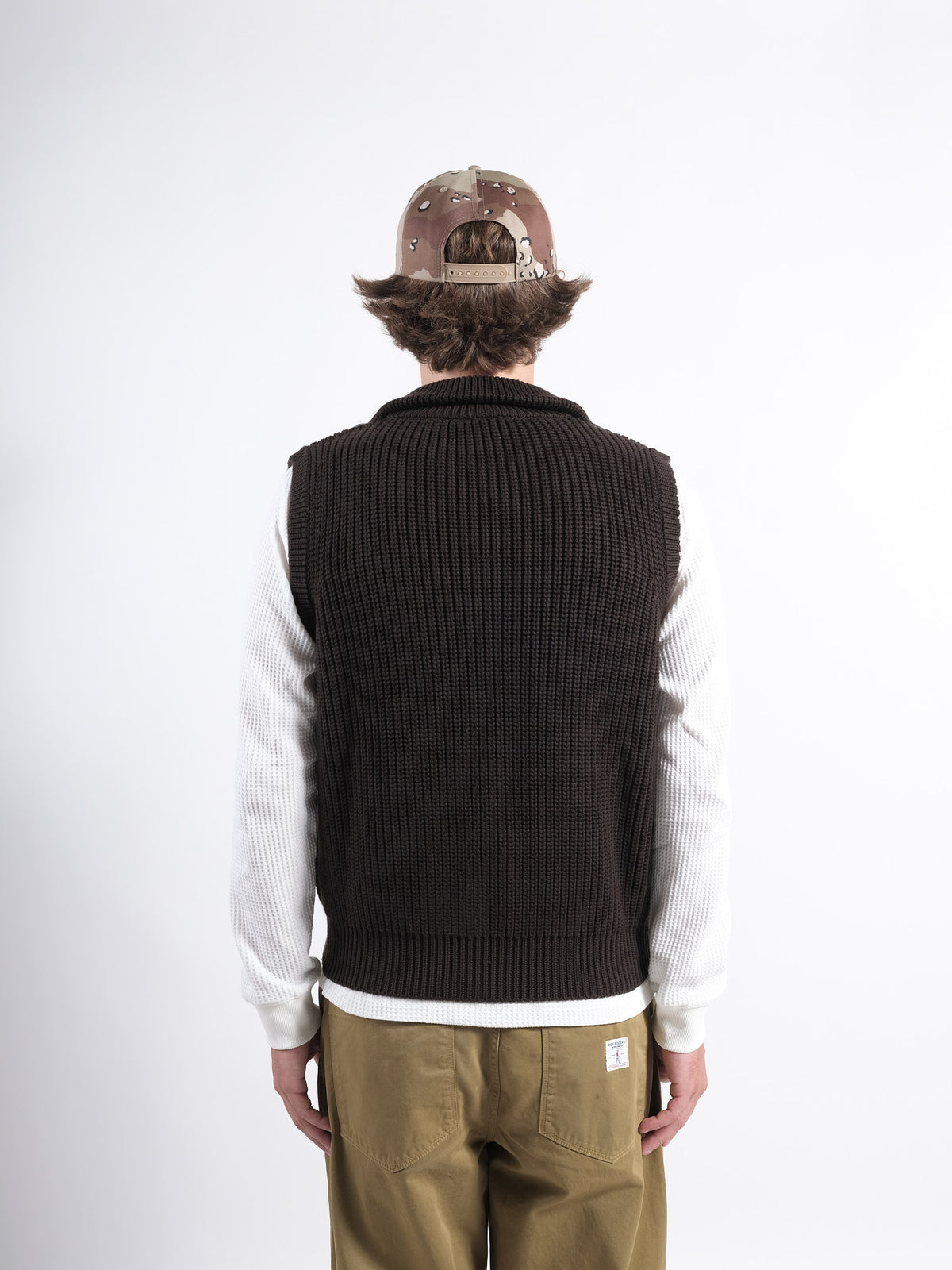 Heavy rib zip Vest P'S Merino wool