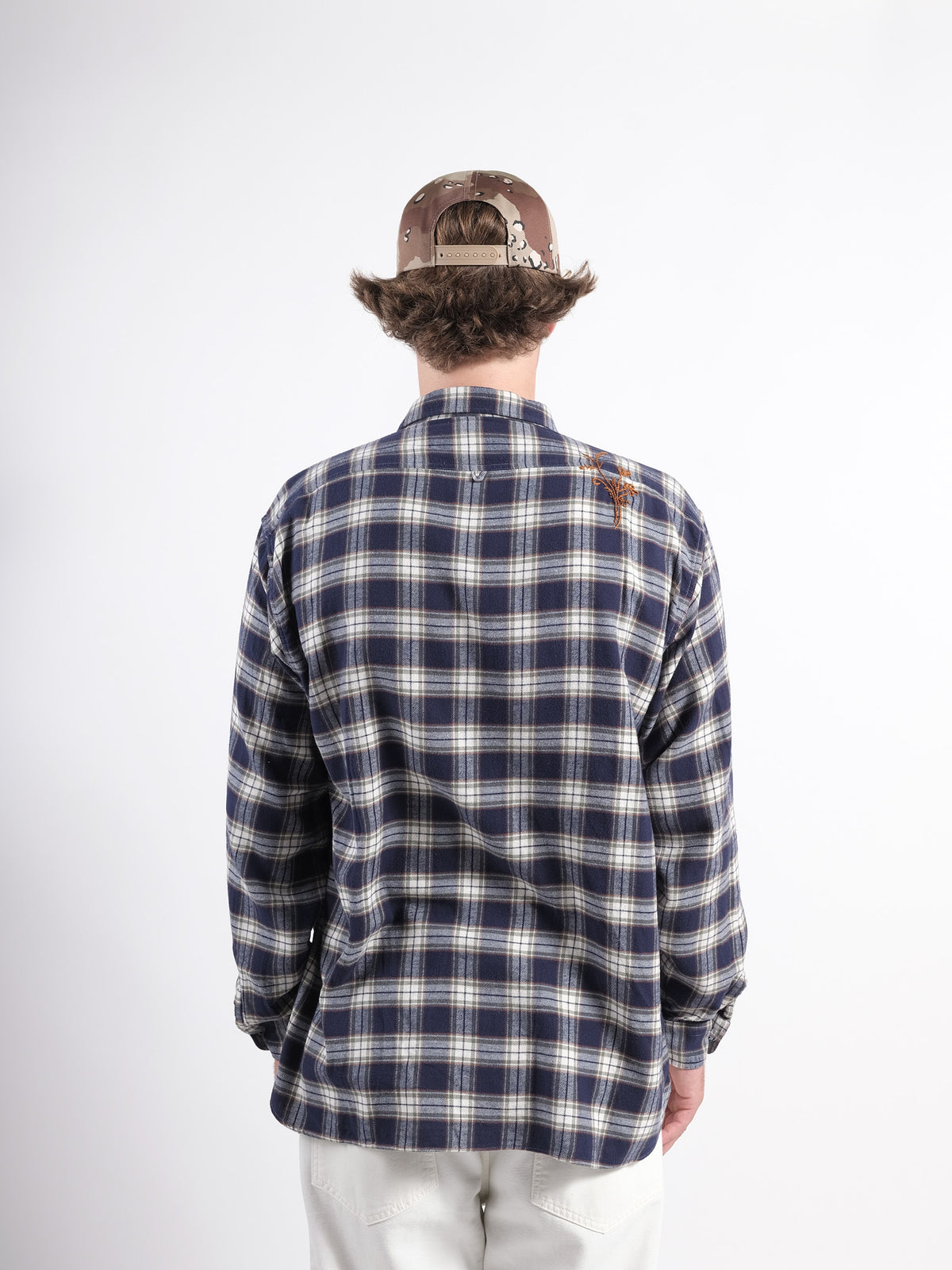 Shirt Rip P'S Check hand embroidery Flower