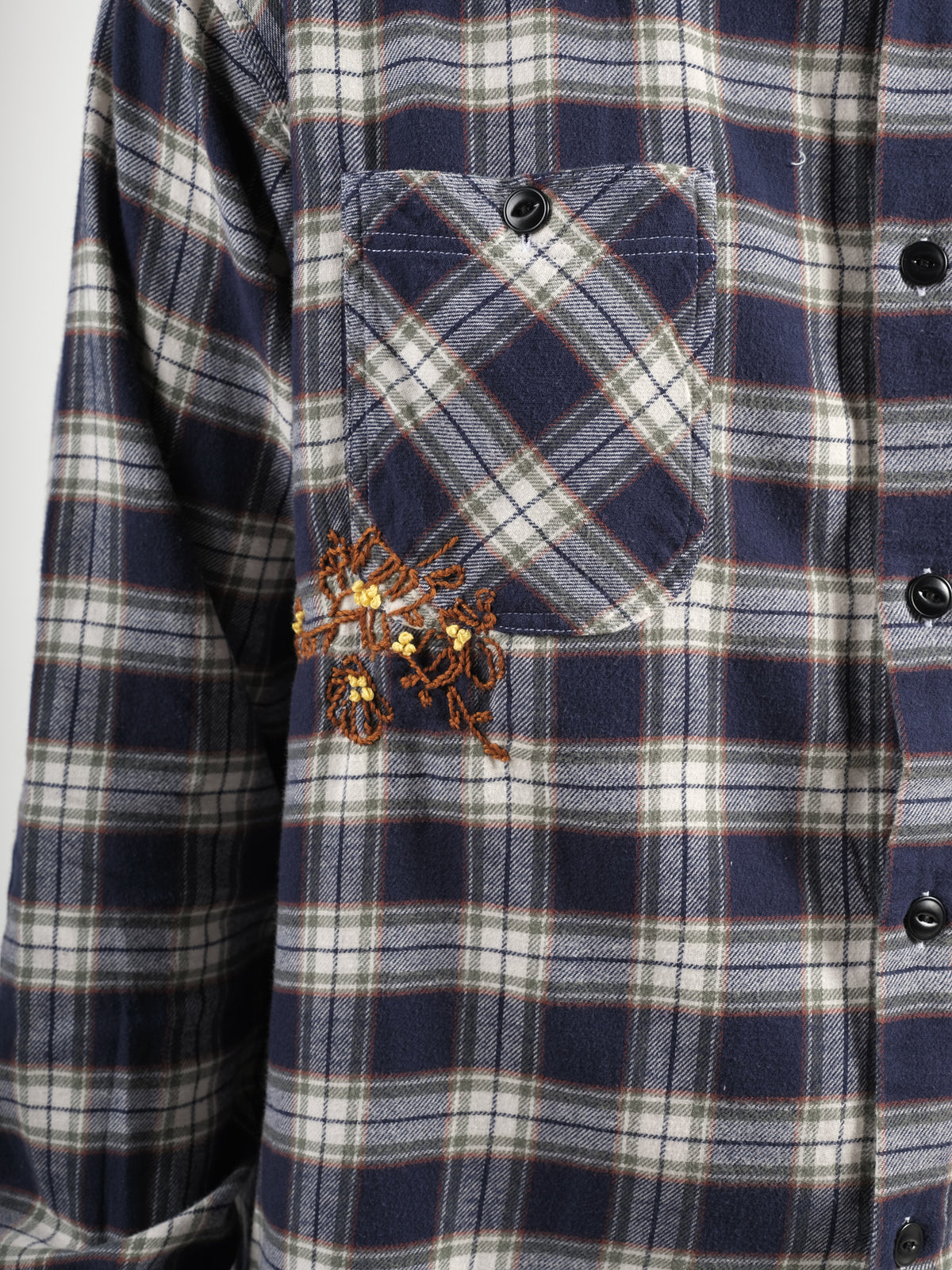 Shirt Rip P'S Check hand embroidery Flower