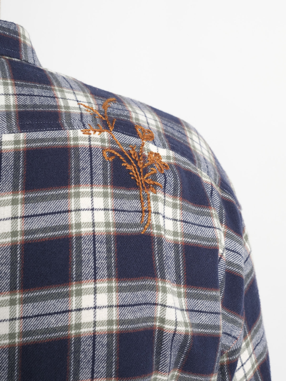 Shirt Rip P'S Check hand embroidery Flower