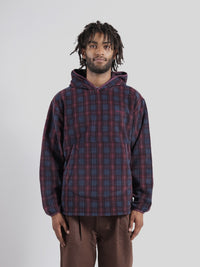 Fleece Check Button Hoodie