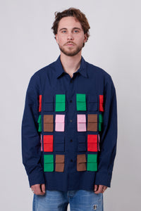Long Sleeve Colored Multiple Pockets Shirt