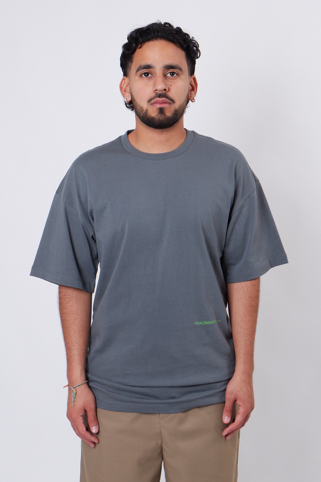 Loose Fit T-Shirt Language Print Gray