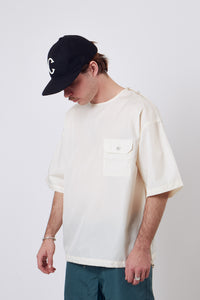 Military Half Sleeve Cut Sew Off White