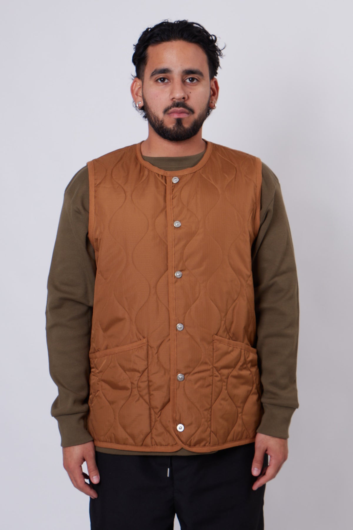 Military V Neck Snap Button Down Vest