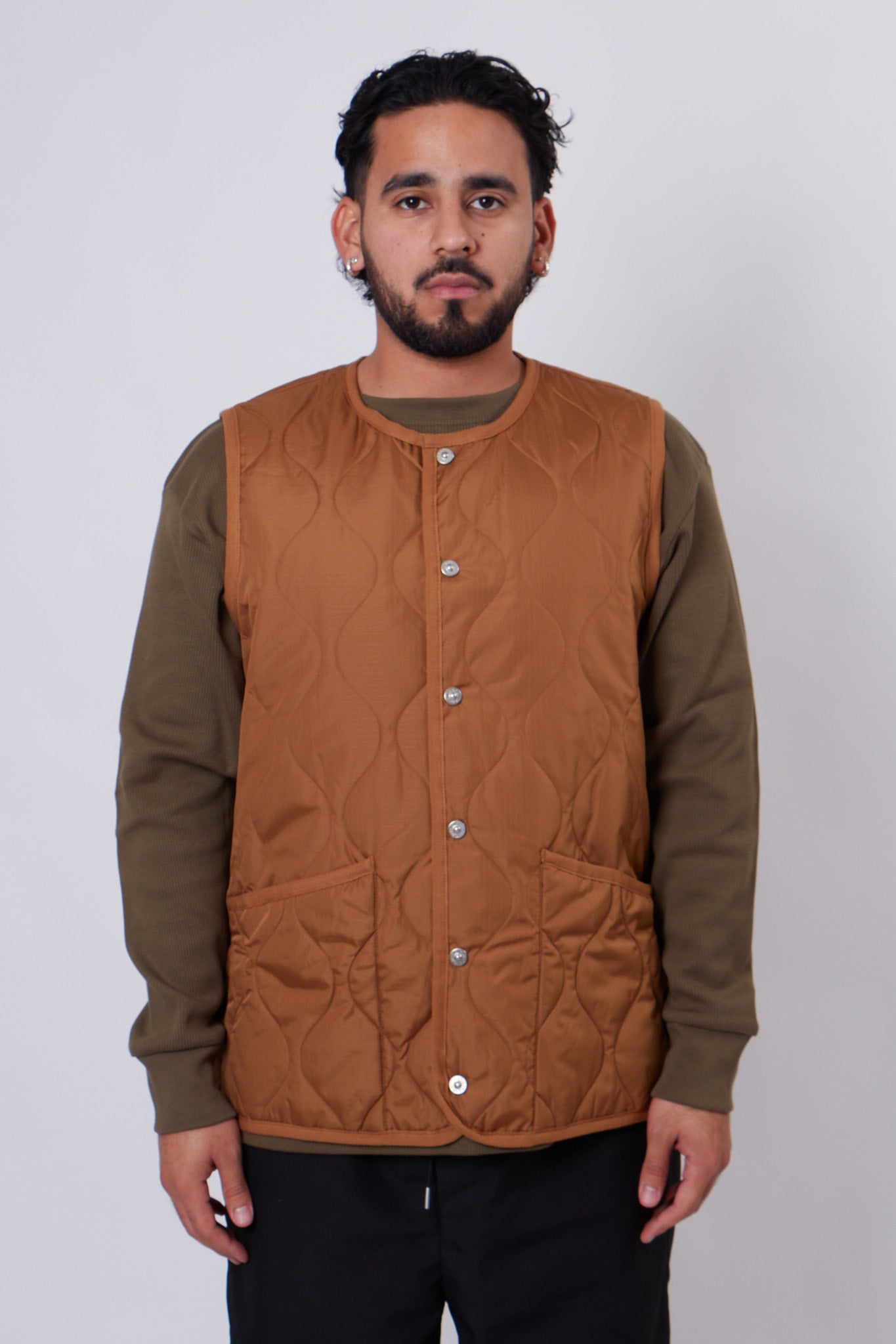 Military V Neck Snap Button Down Vest