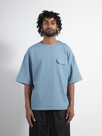 Non Down Military Half-Sleeve Cut-Sew Blue Denim