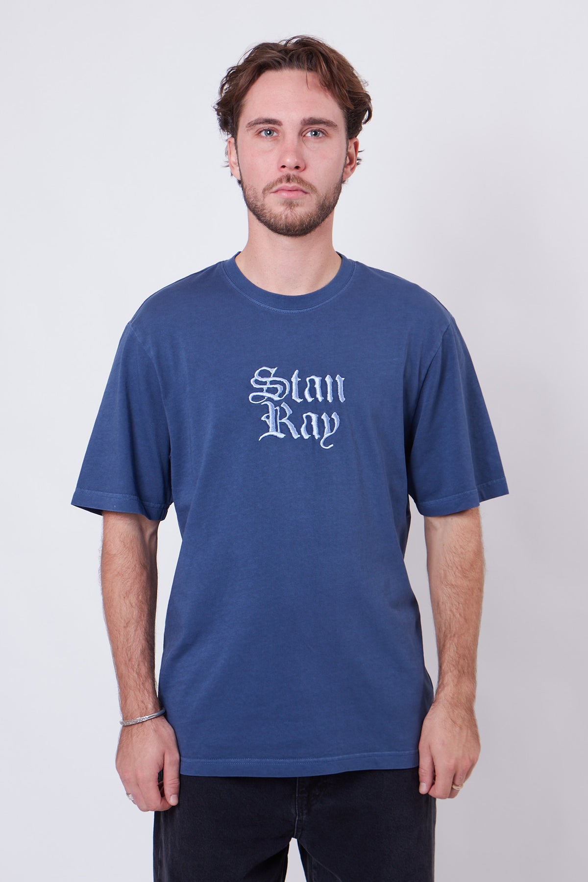 Olde Script Tee Washed Navy