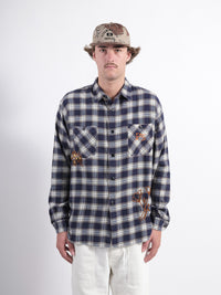 Shirt Rip P'S Check hand embroidery Flower