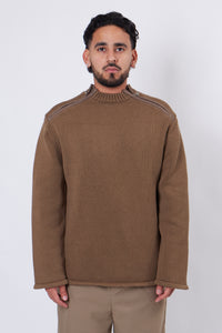 Shoulder Zip Knit Beige