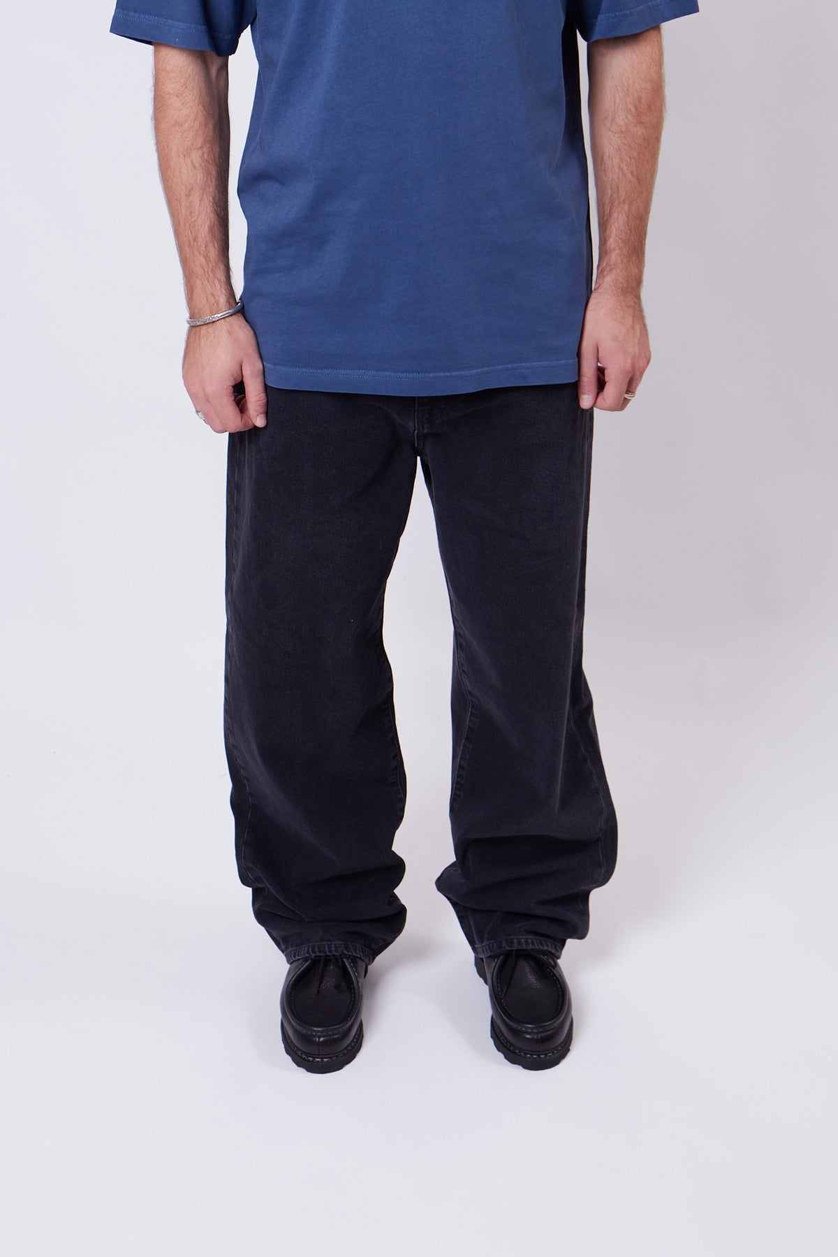 Wide 5 Stonewashed Black Denim