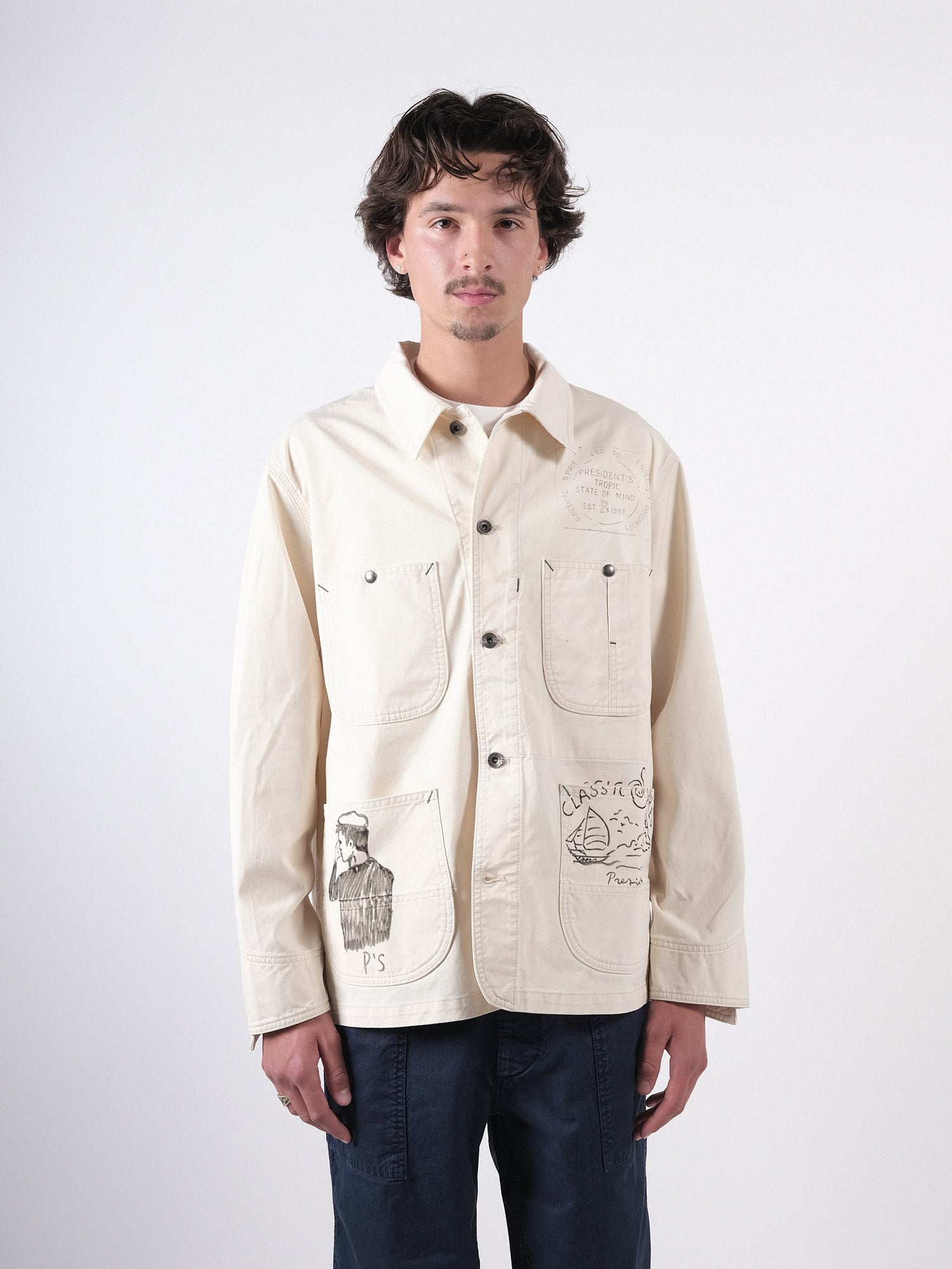 Work jkt Stuart P's Gabardine hand printed