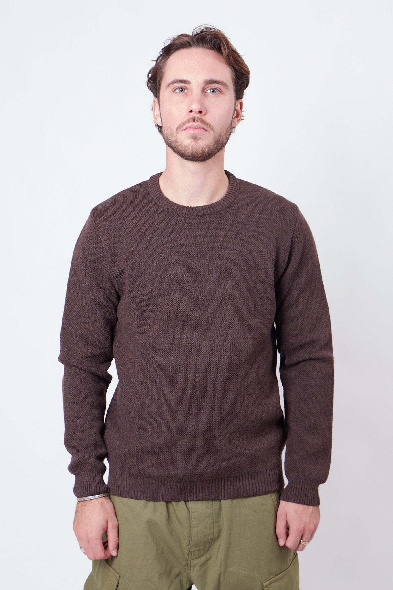 Youri Pull Col Rond Marron