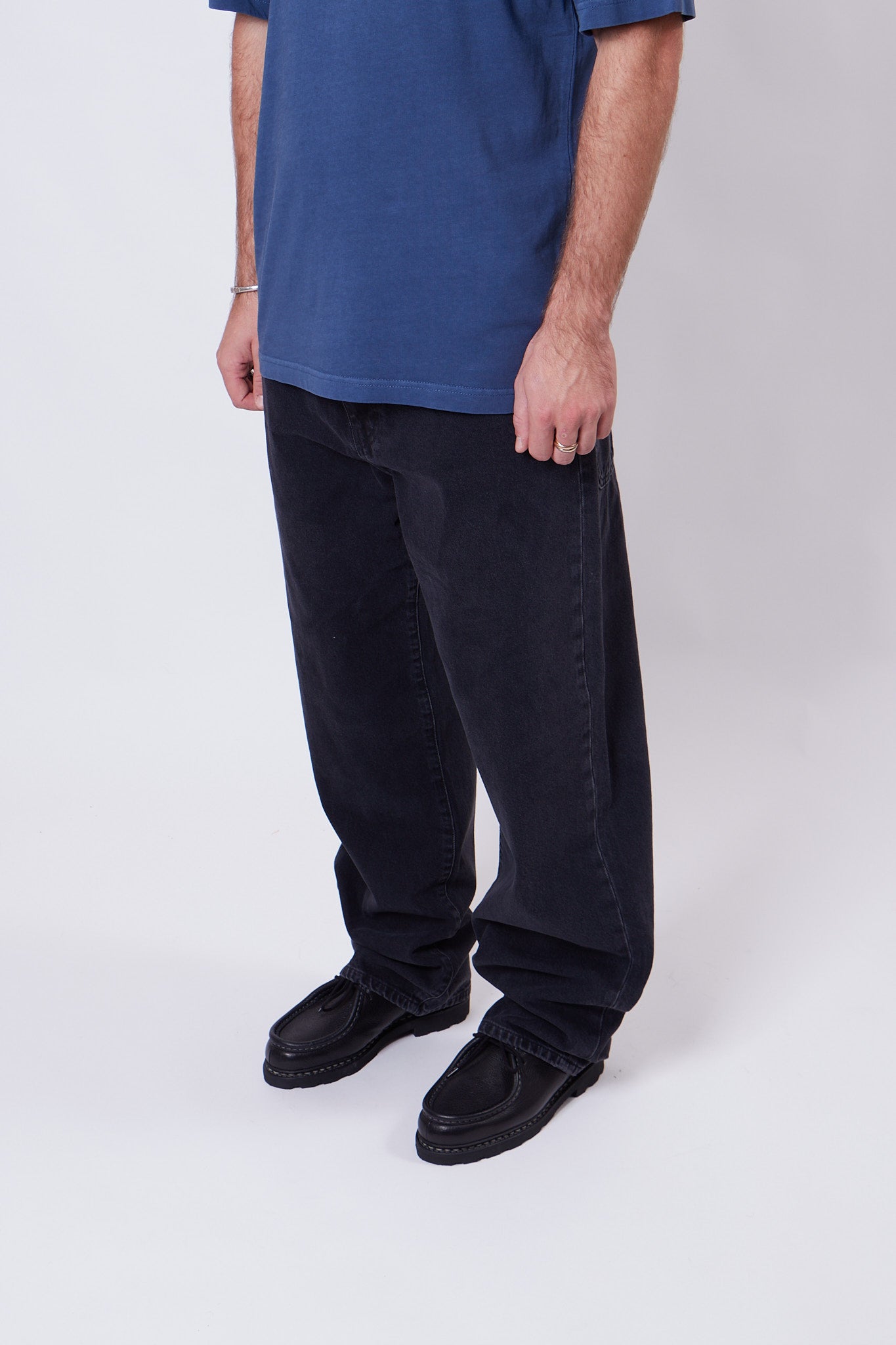 Wide 5 Stonewashed Black Denim