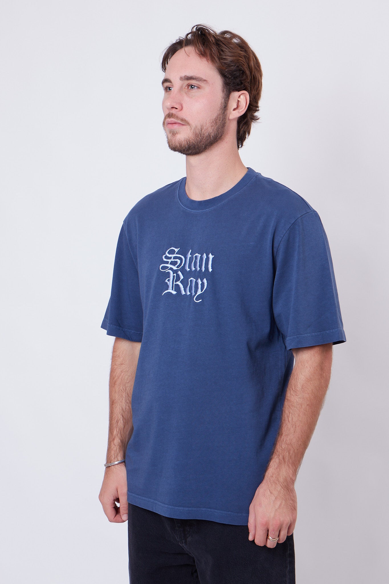 Olde Script Tee Washed Navy